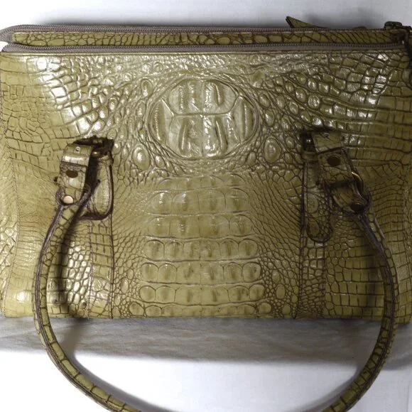 Matteo Mio By Edmond Salama Large Croc Embossed Olive Green Tote - Canada - Picture 2 of 6
